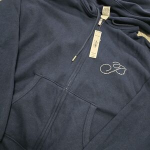 PINK Victoria's Secret Men's Zip Up Sweater - Deep Blue